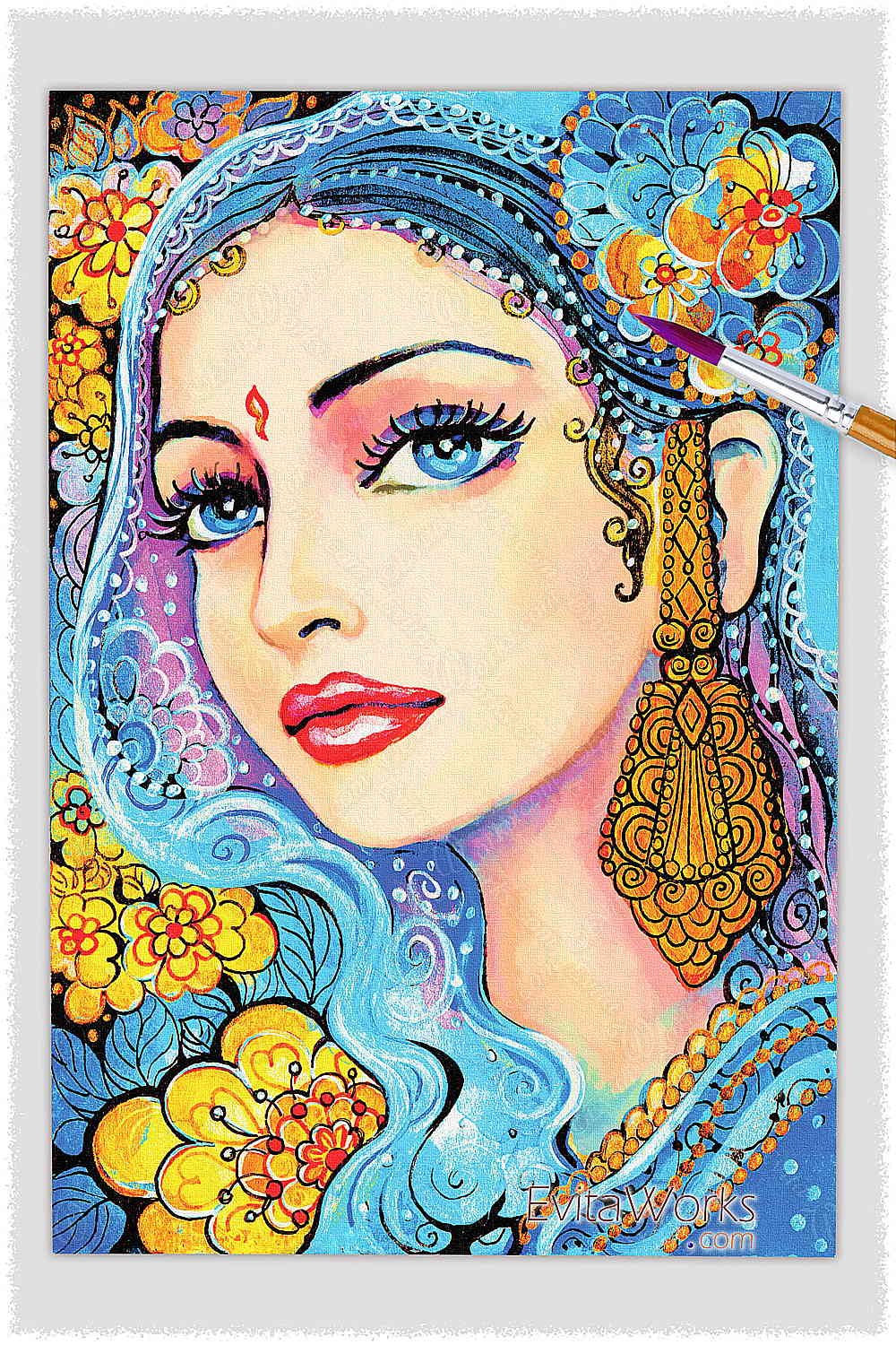Indian romantic woman Drawing by Nesara Moodu | Saatchi Art